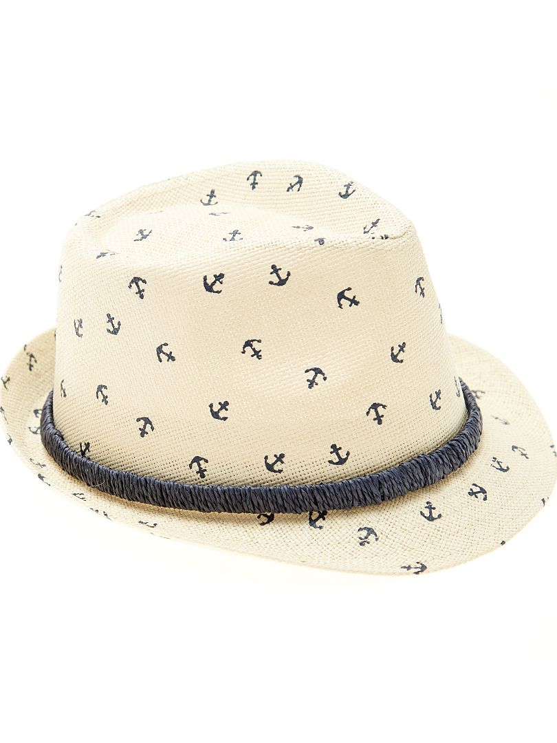 Chapéu de palha tipo panamá estampado Ecru - Kiabi