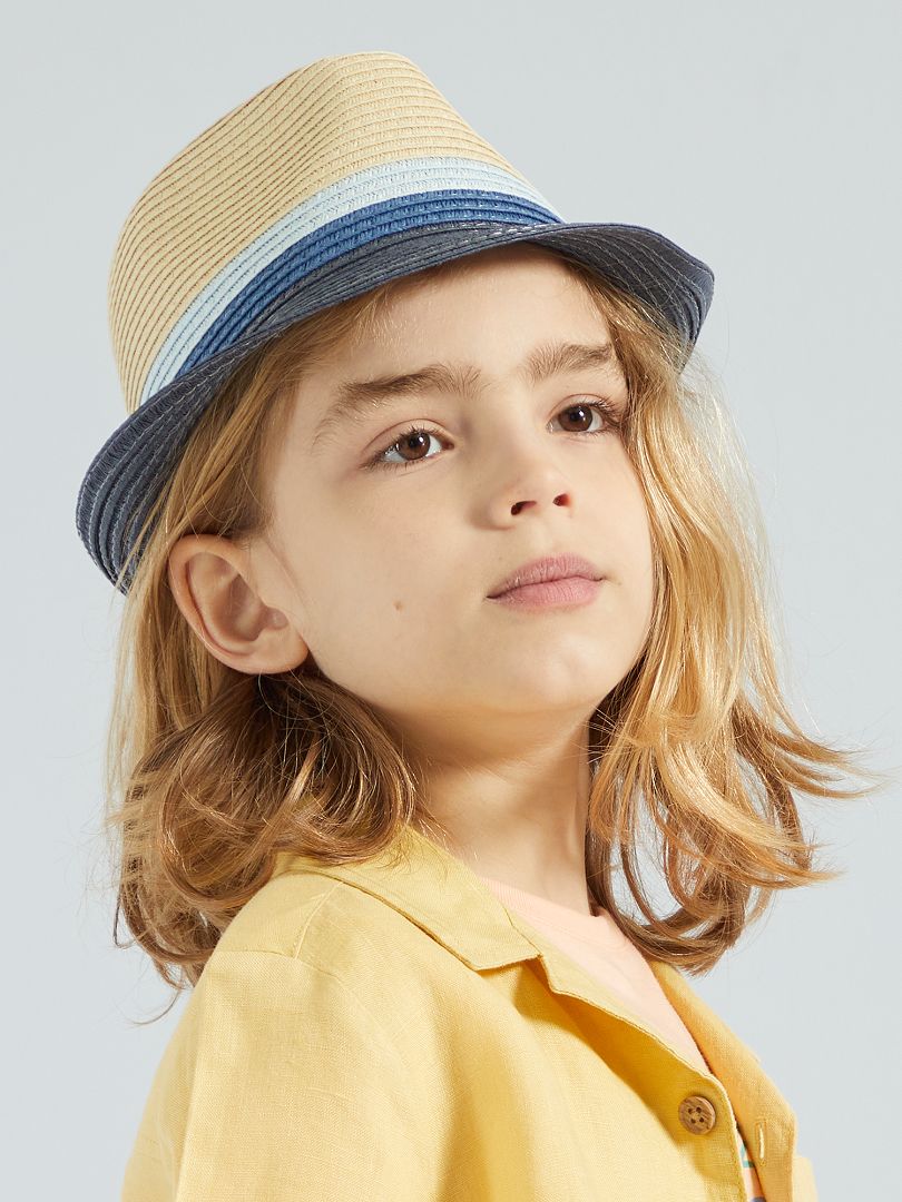 Chapéu de palha tricolor Azul - Kiabi