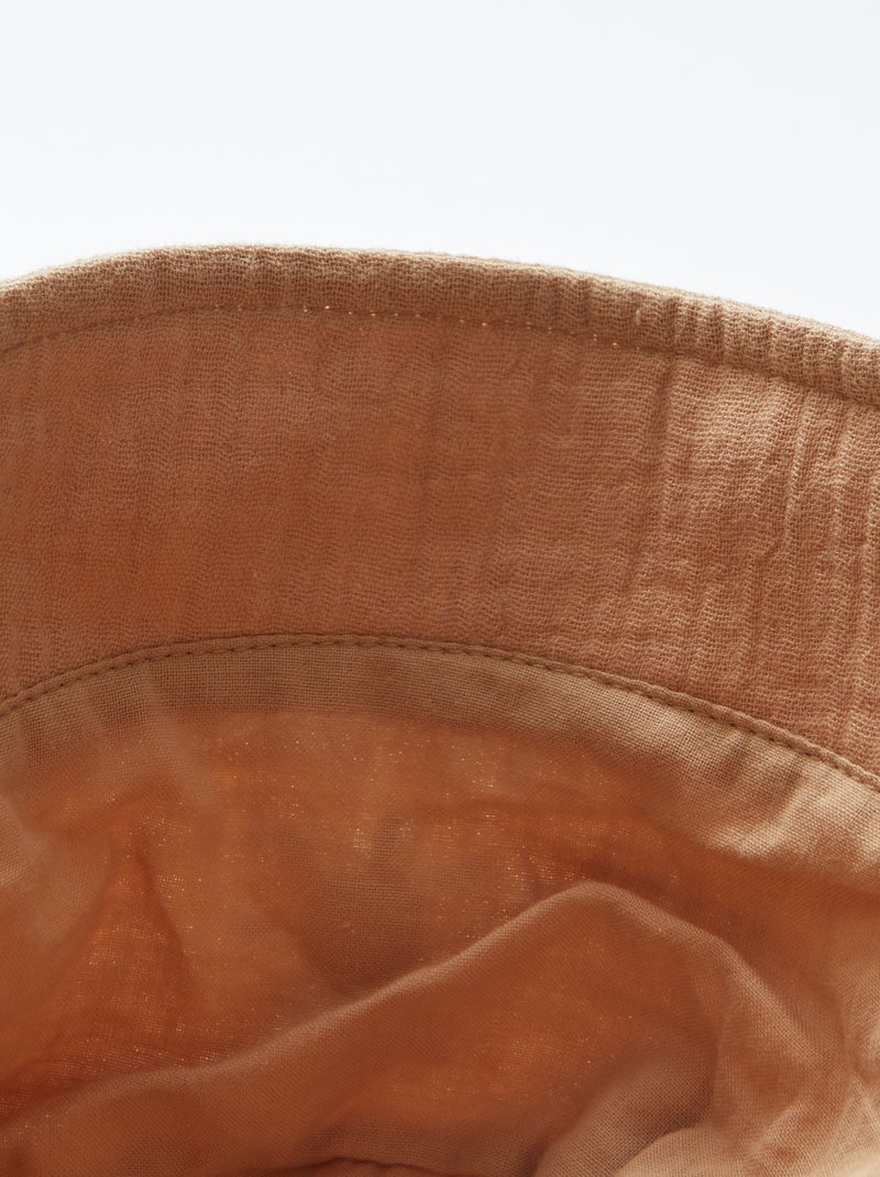 Chapéu em gaze de algodão com bordado sol bege - Kiabi