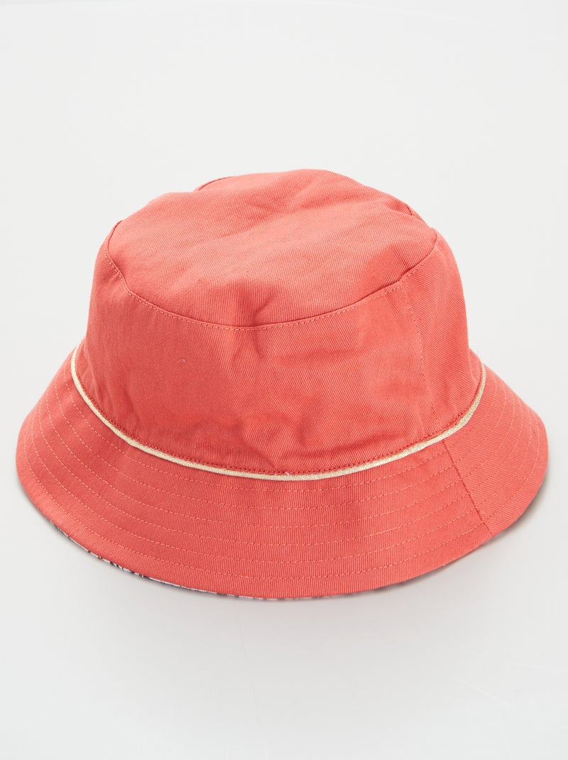 Chapéu estampado reversível Vermelho Framboesa - Kiabi