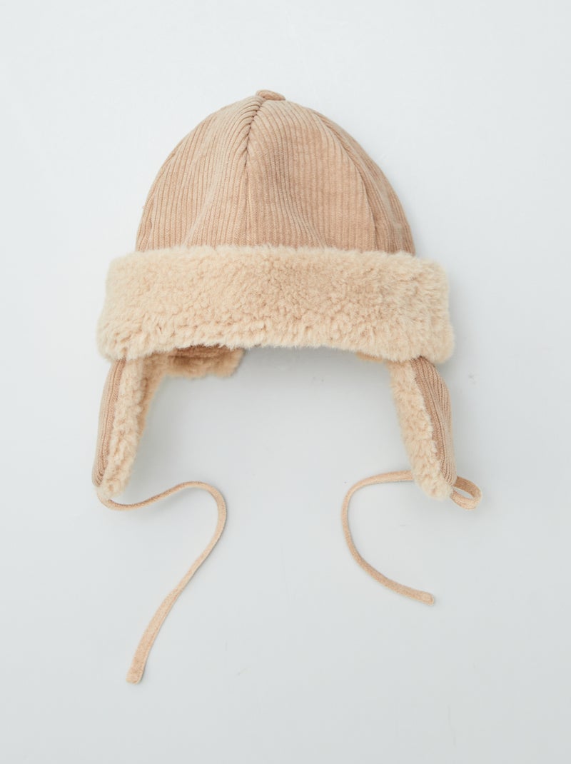 Chapka de bombazina com forro polar BEGE - Kiabi