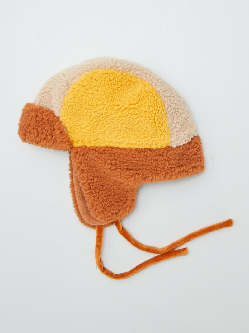 Chapka efeito lã de carneiro color-block BEGE - Kiabi