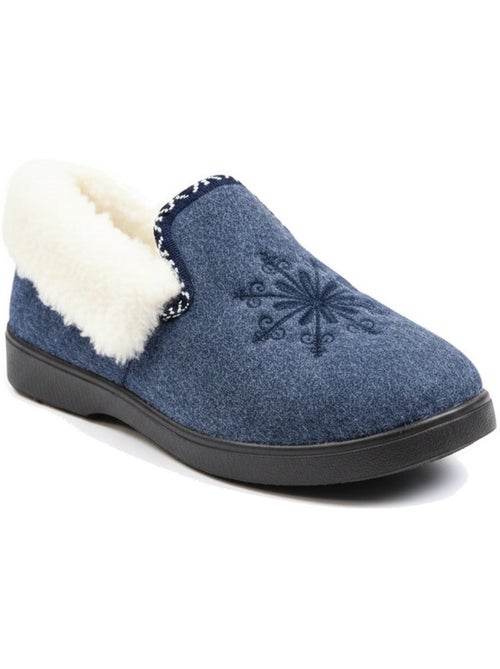Charentaises mulher inverno ozabi, bordado floco, gola pele, sola amovível - Kiabi Charentaises mulher inverno ozabi, bordado floco, gola pele, sola amovível - Kiabi