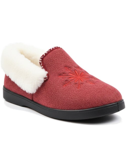 Charentaises mulher inverno ozabi, bordado floco, gola pele, sola amovível - Kiabi Charentaises mulher inverno ozabi, bordado floco, gola pele, sola amovível - Kiabi
