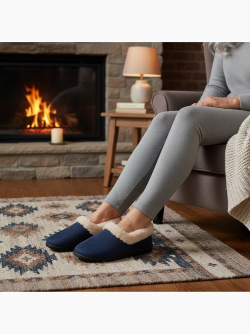 Charentaises mulher inverno ozabi, feltro liso, gola falsa pele, forradas - Kiabi Charentaises mulher inverno ozabi, feltro liso, gola falsa pele, forradas - Kiabi
