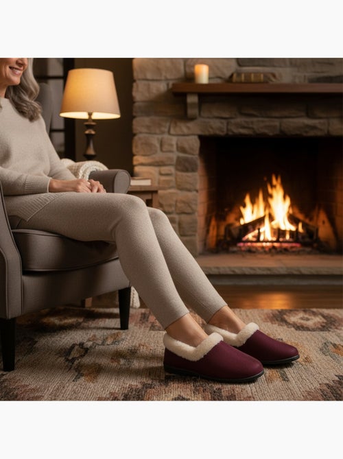 Charentaises mulher inverno ozabi, feltro liso, gola falsa pele, forradas - Kiabi Charentaises mulher inverno ozabi, feltro liso, gola falsa pele, forradas - Kiabi