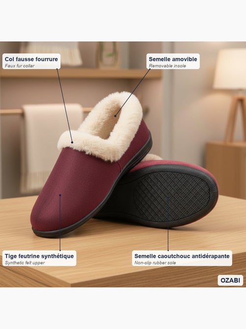 Charentaises mulher inverno ozabi, feltro liso, gola falsa pele, forradas - Kiabi Charentaises mulher inverno ozabi, feltro liso, gola falsa pele, forradas - Kiabi