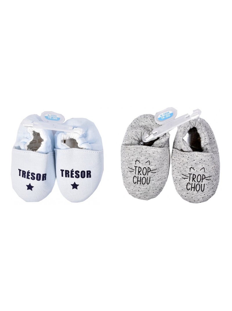 Chaussas bebe Cocooning Fantasia - Pack de 2 Branco Cinza - Kiabi
