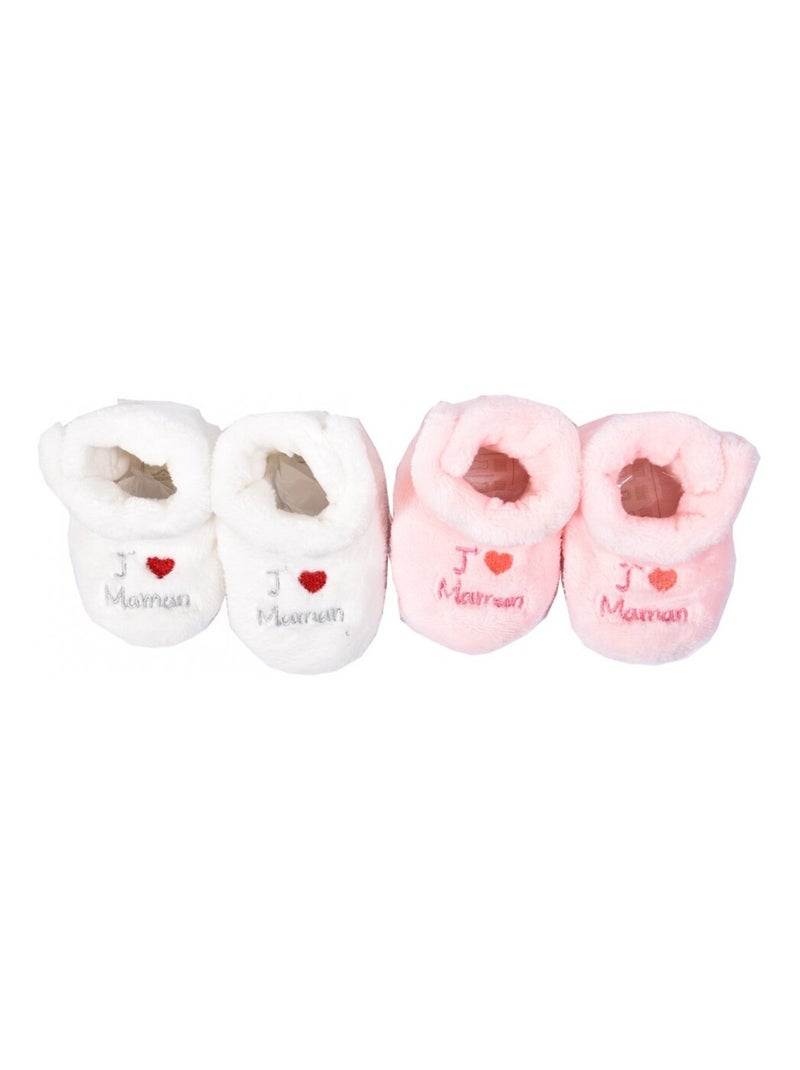 Chaussas bebe Cocooning Fantasia - Pack de 2 Branco Rosa claro Branco - Kiabi