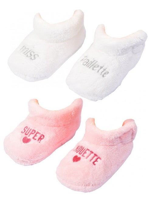 Chaussas bebe Cocooning Fantasia - Pack de 2 - Kiabi Chaussas bebe Cocooning Fantasia - Pack de 2 - Kiabi