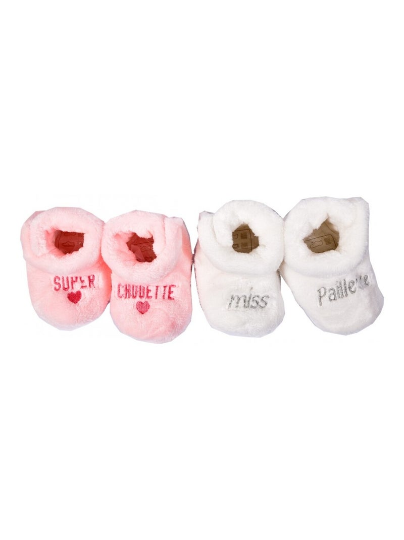 Chaussas bebe Cocooning Fantasia - Pack de 2 Branco Rosa claro - Kiabi