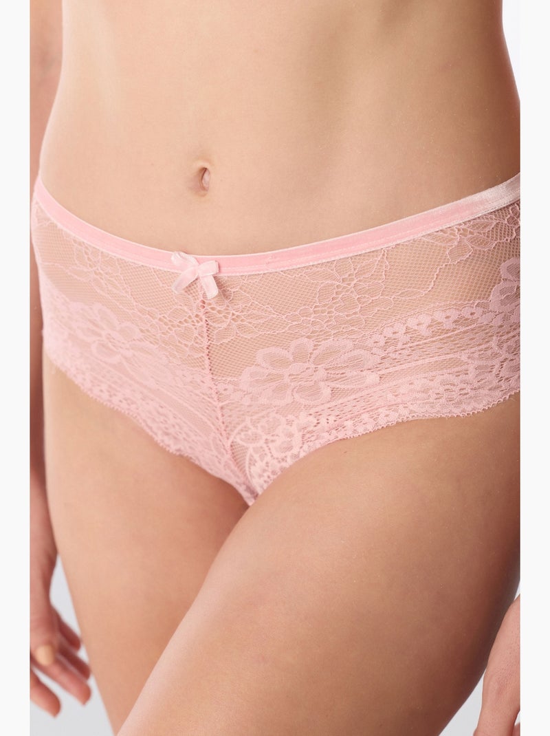 Cheeky cueca hipster em renda penti Rosa doce - Kiabi