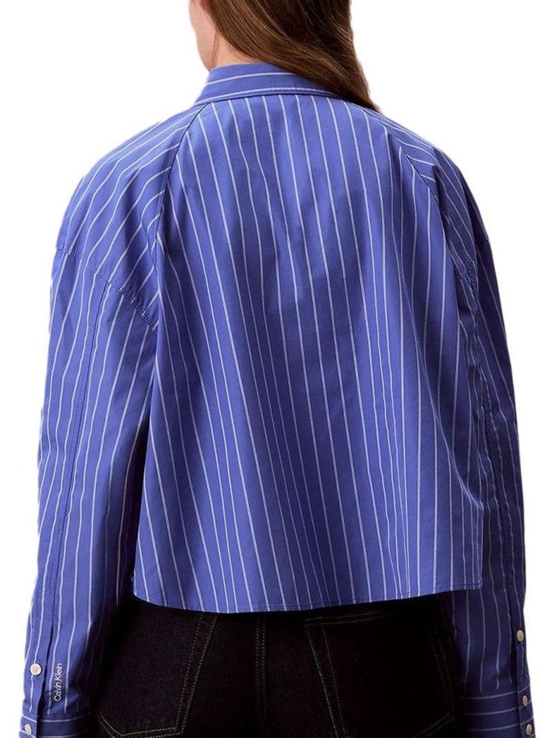 Chemise Calvin Klein Jeans Boxy com Riscas Azuis para Mulher Azul - Kiabi