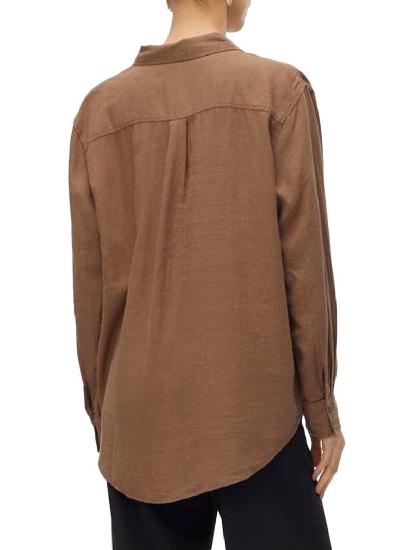 Chemise Castanha de Manga Comprida Vero Moda para Mulher Castanho-capuccino - Kiabi