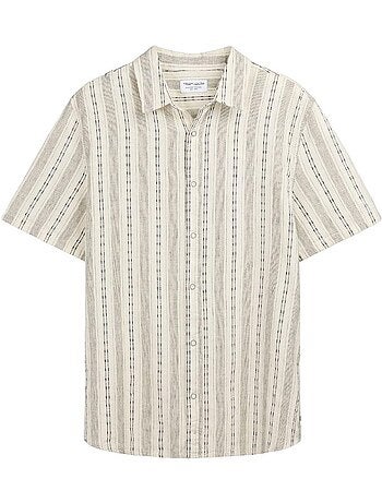 Chemise de Lin Bege Claro para Homem Teddy Smith Pietro Stripe
