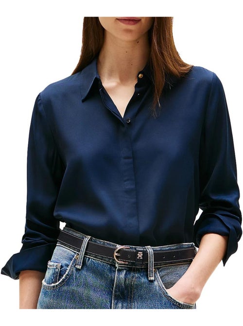 Chemise de Mulher Tommy Hilfiger em Viscose Macia Azul Marinho - Kiabi Chemise de Mulher Tommy Hilfiger em Viscose Macia Azul Marinho - Kiabi