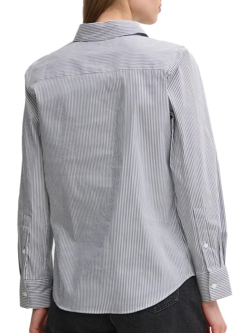 Chemise de Mulher Tommy Hilfiger Ess Poplin Regular S com Riscas Cinza-prateado - Kiabi
