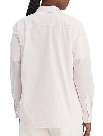 Chemise de mulher tommy hilfiger poplin rosa às riscas