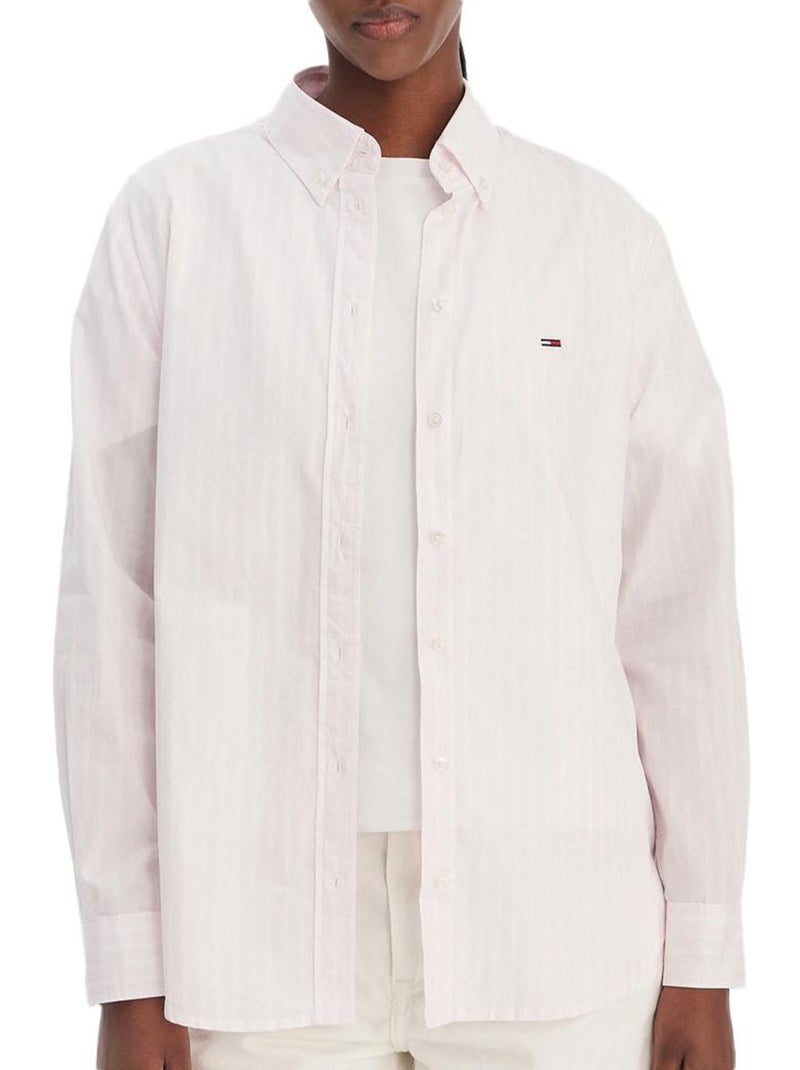 Chemise de mulher tommy hilfiger poplin rosa às riscas Rosa - Kiabi