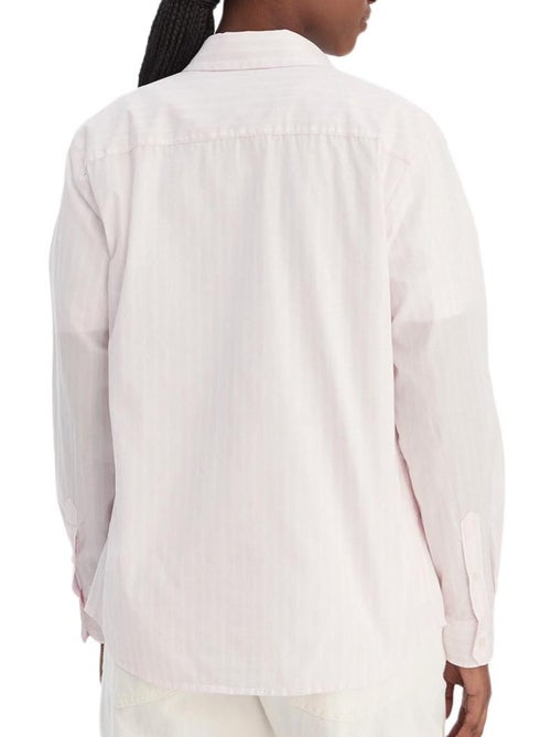 Chemise de mulher tommy hilfiger poplin rosa às riscas - Kiabi