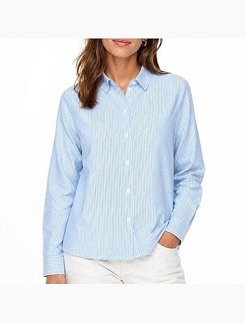 Chemise de mulher vero moda ani oxford com riscas azul e branca