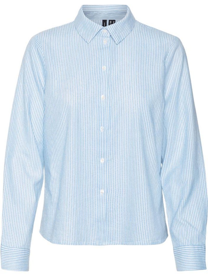 Chemise de mulher vero moda ani oxford com riscas azul e branca Azul - Kiabi