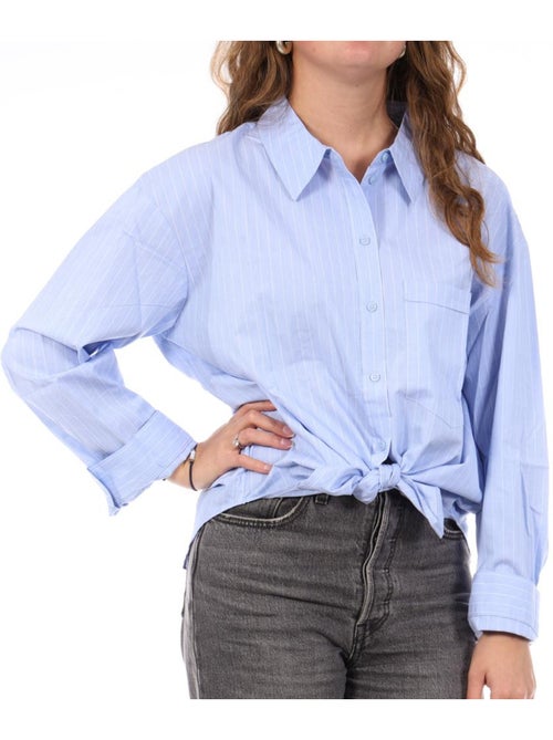 Chemise de Mulher Vero Moda Diana Azul às Riscas - Kiabi Chemise de Mulher Vero Moda Diana Azul às Riscas - Kiabi