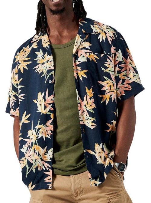 Chemise Kaporal Royale de Manga Curta Azul-Marinho/Laranja para Homem - Kiabi