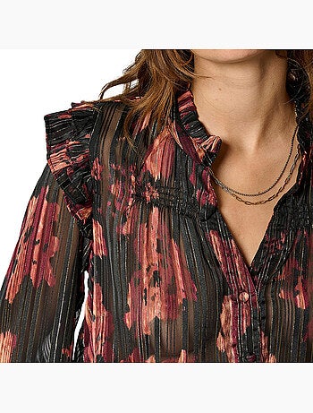 Chemise kaporal seven para mulher em preto e vermelho