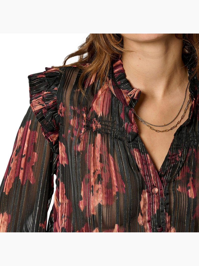 Chemise kaporal seven para mulher em preto e vermelho Preto - Kiabi