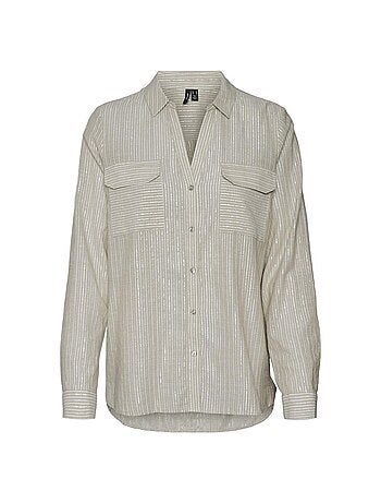 Chemise Lurex Bege Vero Moda para Mulher