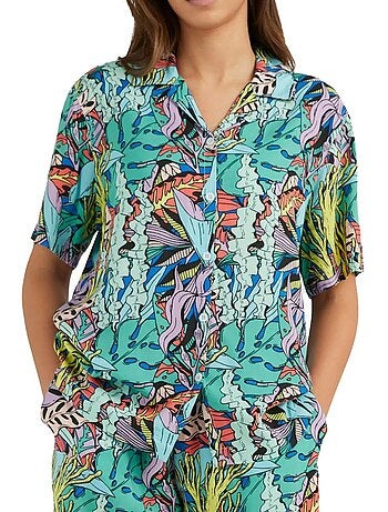 Chemise O'Neill Ocean Turquesa e Preta para Mulher