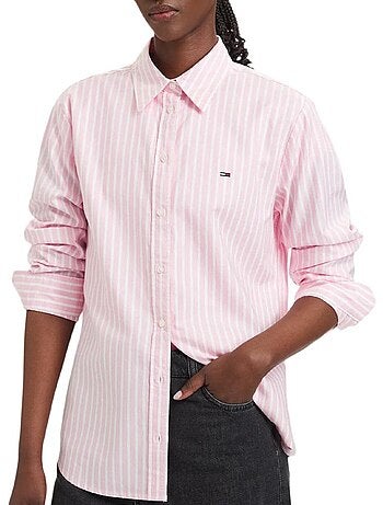 Chemise oxford riscas azul tommy hilfiger mulher