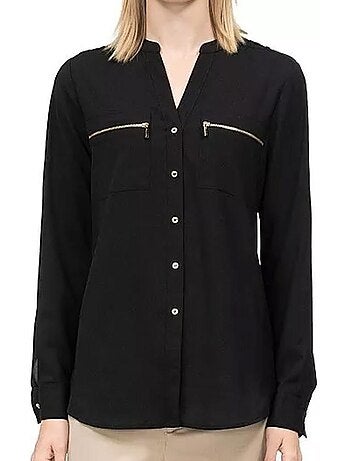 Chemise preta calvin klein jeans para mulher m3va9598