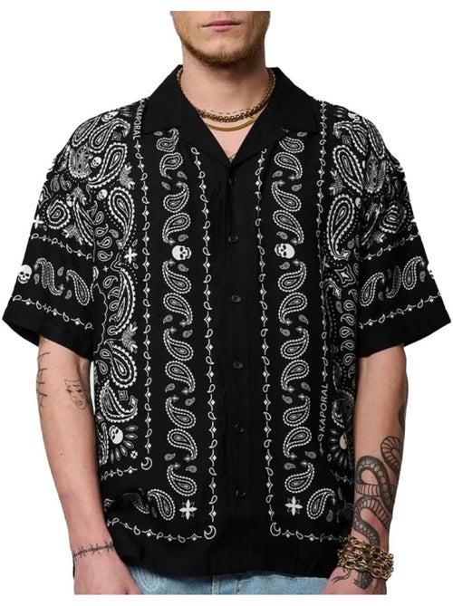 Chemise Preta Masculina Kaporal TEXAS - Kiabi