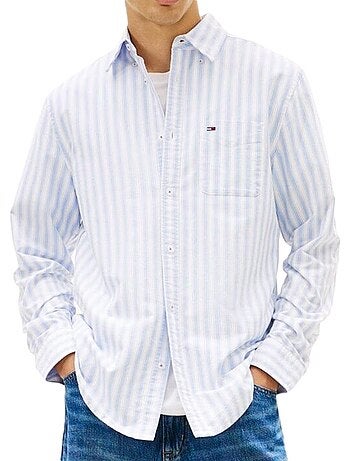 Chemise tommy hilfiger de homem azul/beige com riscas