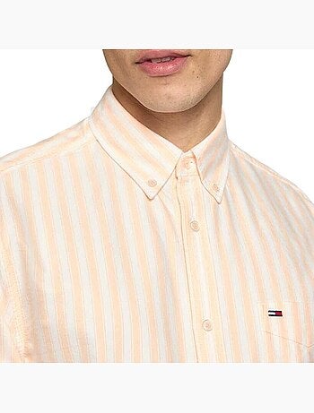 Chemise tommy hilfiger tjm regular com riscas laranja/bege para homem