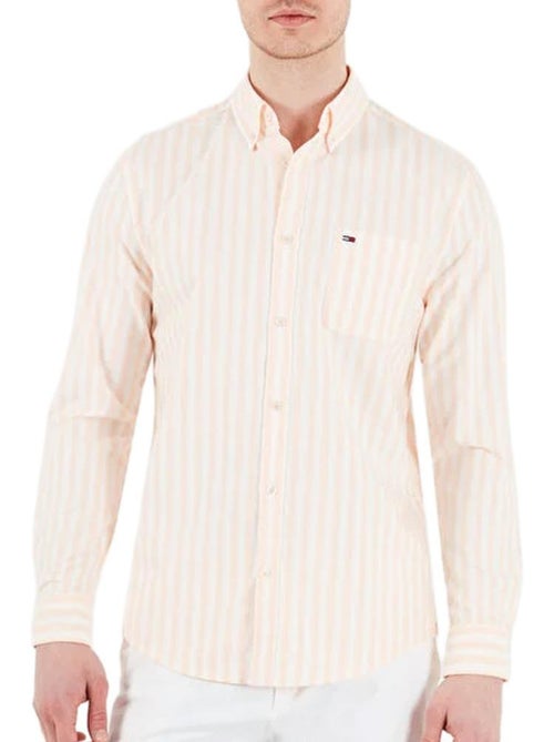 Chemise Tommy Hilfiger TJM Regular com Riscas Laranja/Bege para Homem - Kiabi Chemise Tommy Hilfiger TJM Regular com Riscas Laranja/Bege para Homem - Kiabi