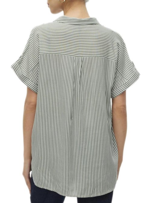 Chemise Vero Moda Bumpy Branca e Verde para Mulher 10310139 - Kiabi Chemise Vero Moda Bumpy Branca e Verde para Mulher 10310139 - Kiabi