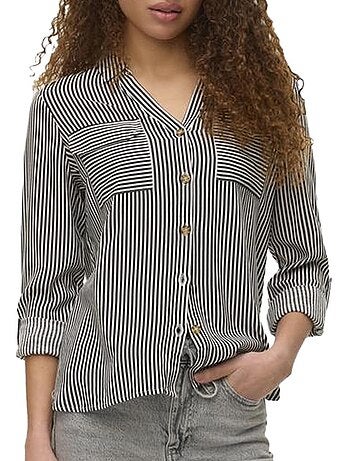 Chemise Vero Moda Bumpy para Mulher em Chocolate/Branco