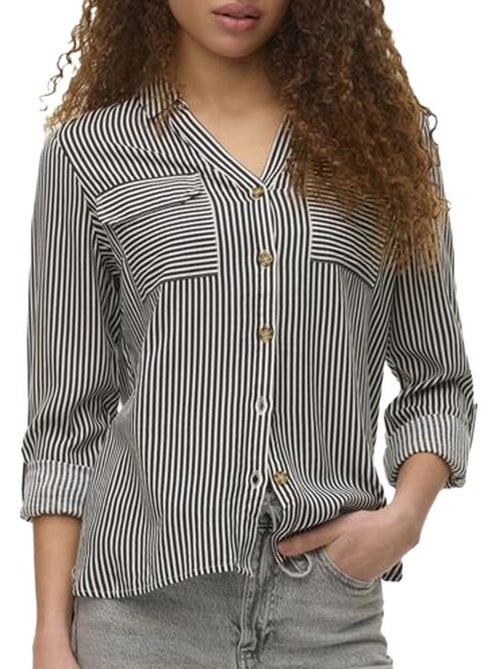 Chemise Vero Moda Bumpy para Mulher em Chocolate/Branco - Kiabi Chemise Vero Moda Bumpy para Mulher em Chocolate/Branco - Kiabi