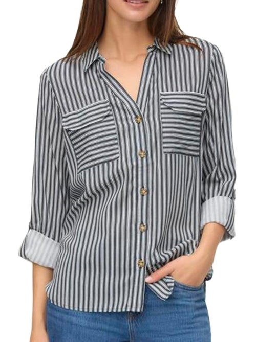 Chemise Vero Moda Bumpy para Mulher em Preto e Branco - Kiabi Chemise Vero Moda Bumpy para Mulher em Preto e Branco - Kiabi