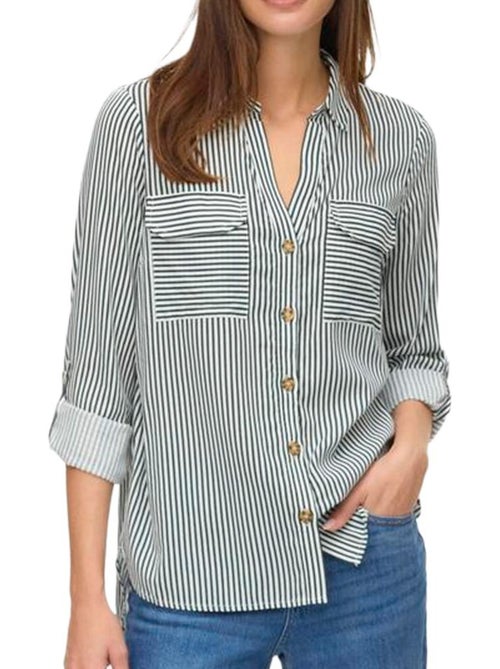 Chemise Vero Moda Bumpy Verde/Branco para Mulher - Kiabi Chemise Vero Moda Bumpy Verde/Branco para Mulher - Kiabi