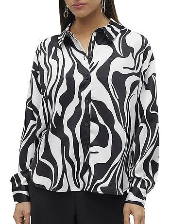 Chemise vero moda merle para mulher - preto/branco