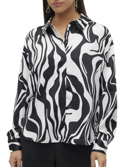 Chemise vero moda merle para mulher - preto/branco - Kiabi Chemise vero moda merle para mulher - preto/branco - Kiabi