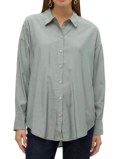 Chemise Vero Moda Nora Kaki e Branca para Mulher - Kiabi Chemise Vero Moda Nora Kaki e Branca para Mulher - Kiabi