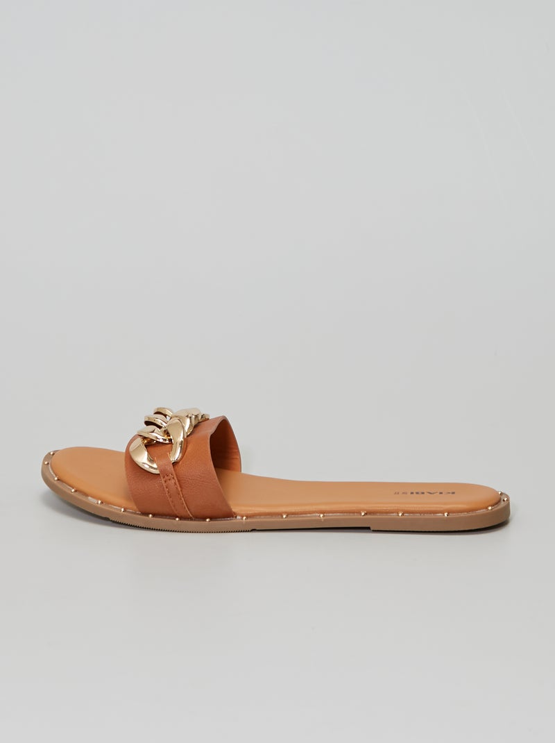Chinelas com correntes douradas MARROM - Kiabi