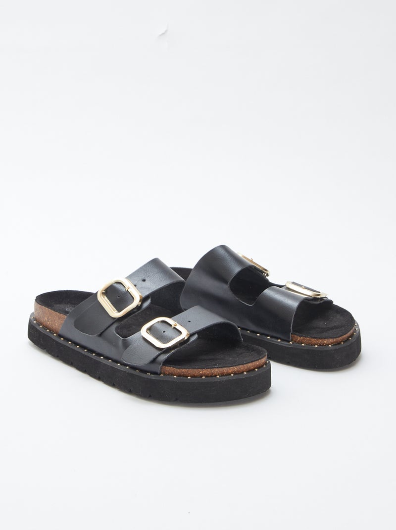Chinelas com detalhes de tachas PRETO - Kiabi