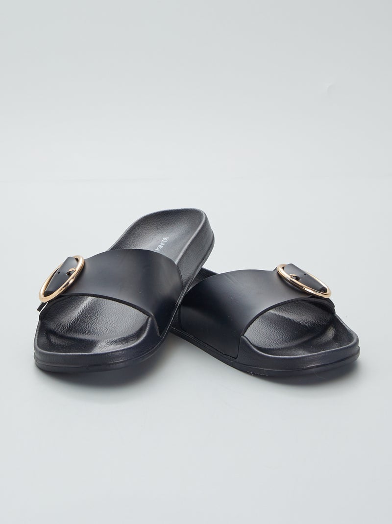 Chinelas com fivela Preto - Kiabi