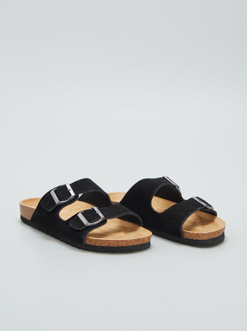Chinelas com fivelas metálicas PRETO - Kiabi